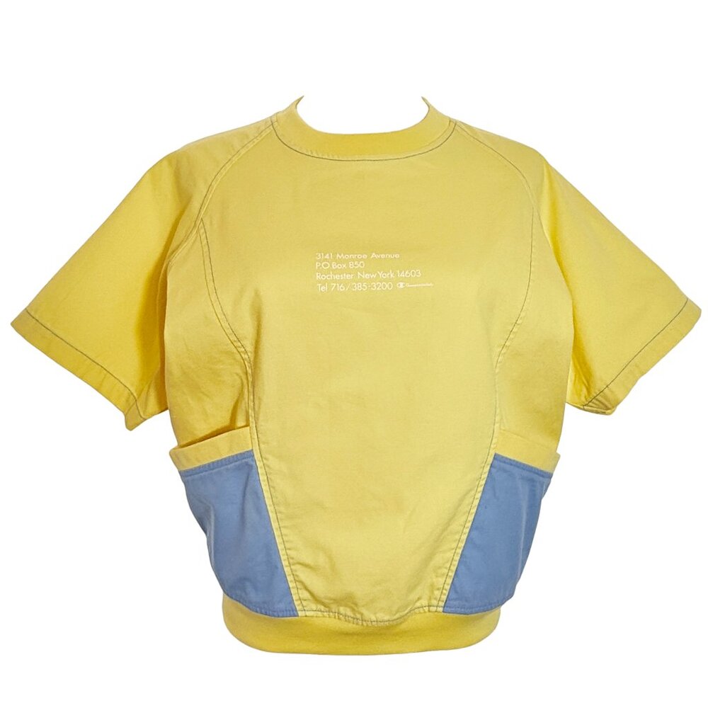 VINTAGE CHAMPION Yellow Blue Pocket Top Small